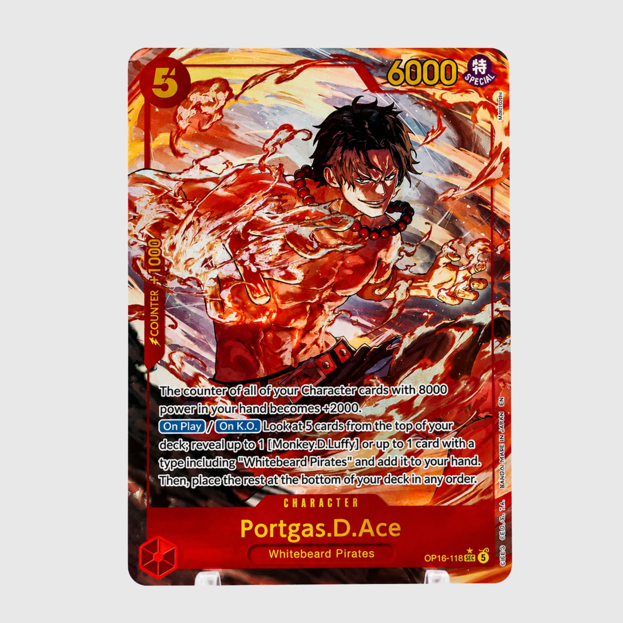 ONE PIECE PORTGAS.D.ACE OP16-118 (V.2) – HOLO – ENGLISCH – NEAR MINT