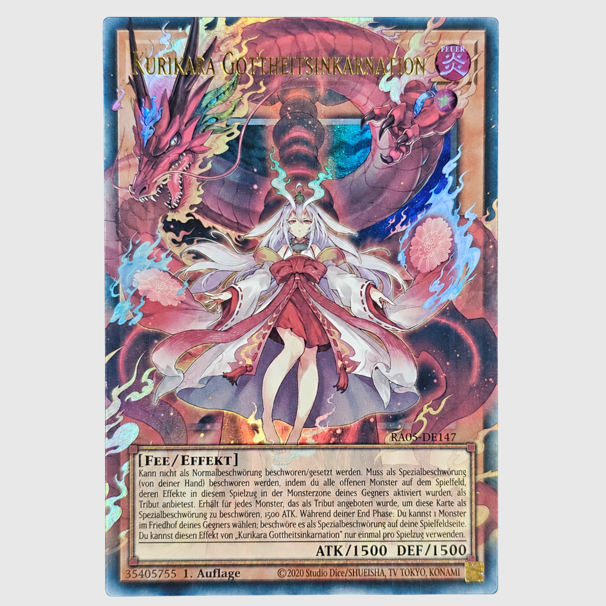 YU-GI-OH! KURIKARA GOTTHEITSINKARNATION RA05-DE147 – ULTRA RARE FULL ART – NEAR MINT (DEUTSCH)