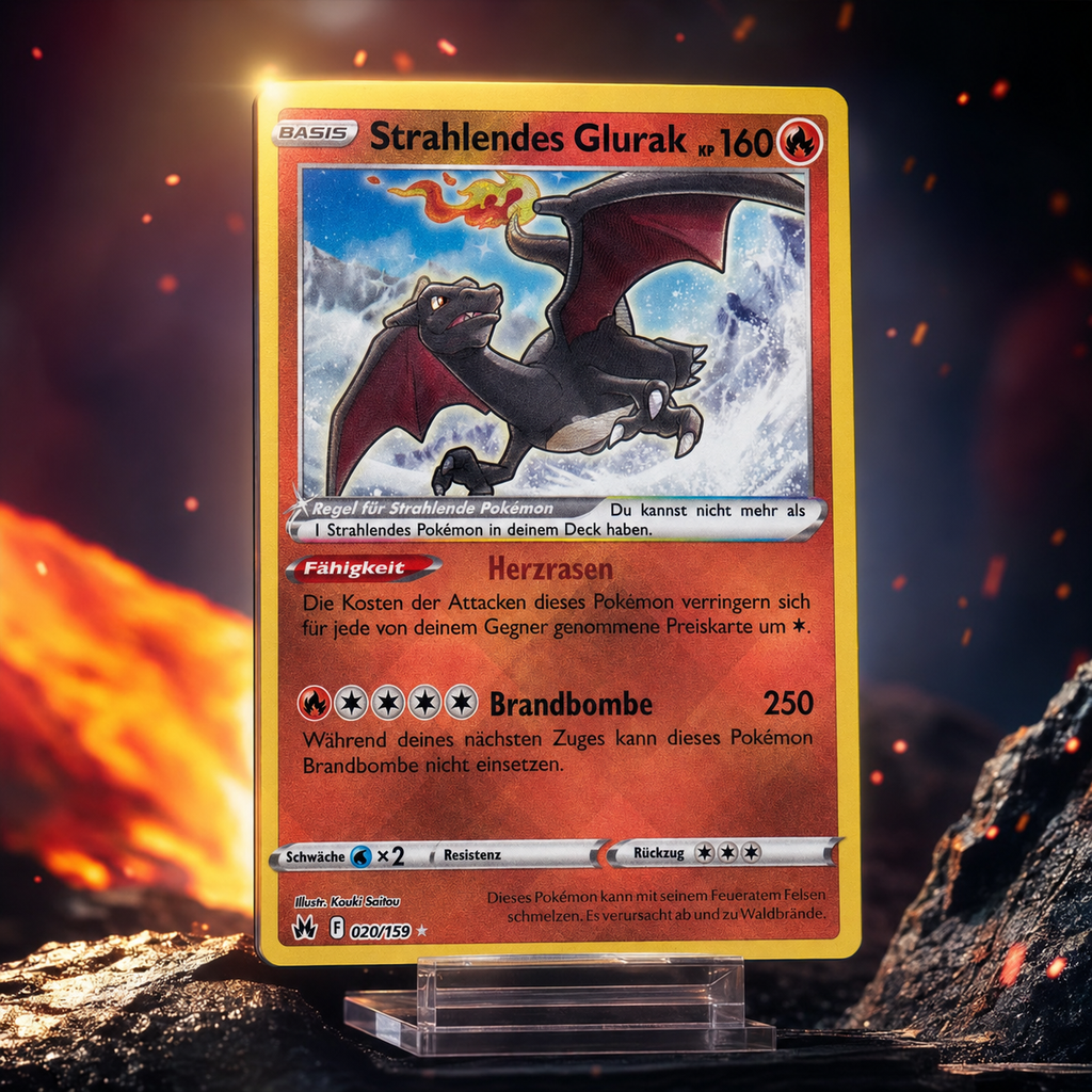 POKÉMON STRAHLENDES GLURAK 020/159 – KRONE ZENITH – HOLO RARE – DEUTSCH – NEAR MINT