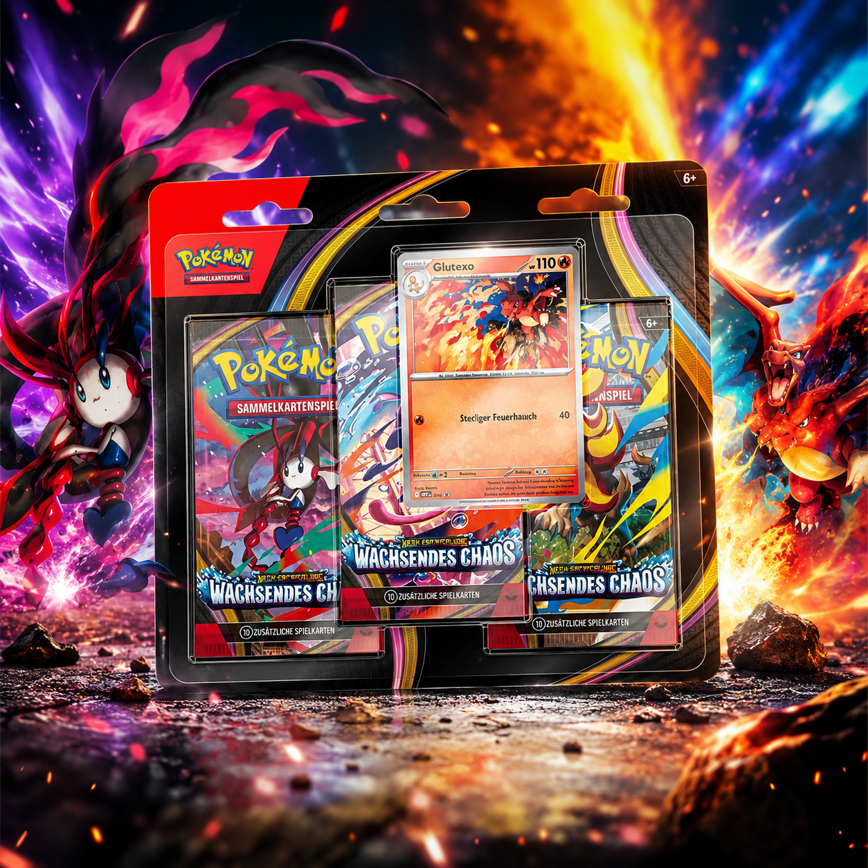 POKÉMON GLUTEXO 3-PACK BLISTER WACHSENDES CHAOS (DEUTSCH) – SEALED