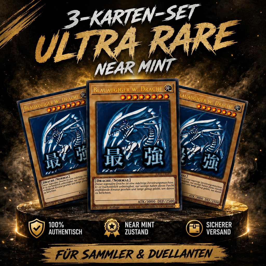 YU-GI-OH! BLAUÄUGIGER W. DRACHE RA05-DE085 – 3-KARTEN-SET – ULTRA RARE – NEAR MINT (DEUTSCH)